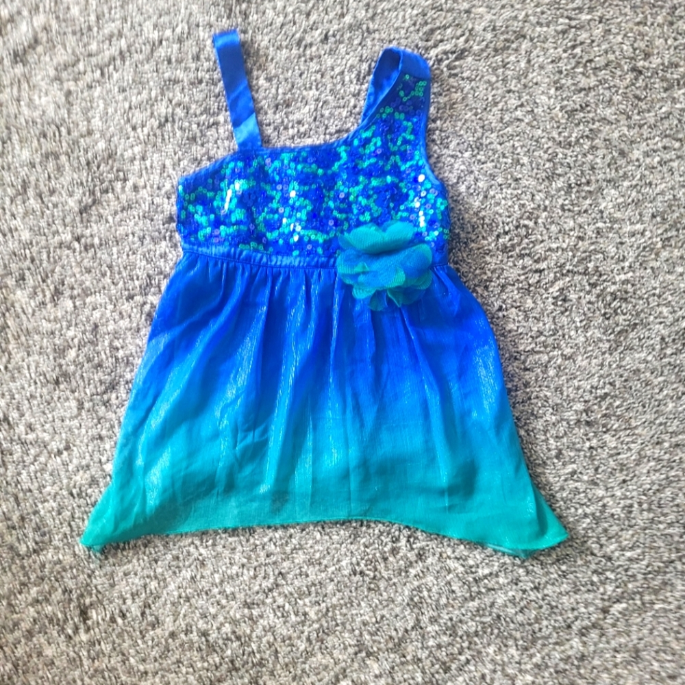 Blue/aqua sequence and flower sun dress